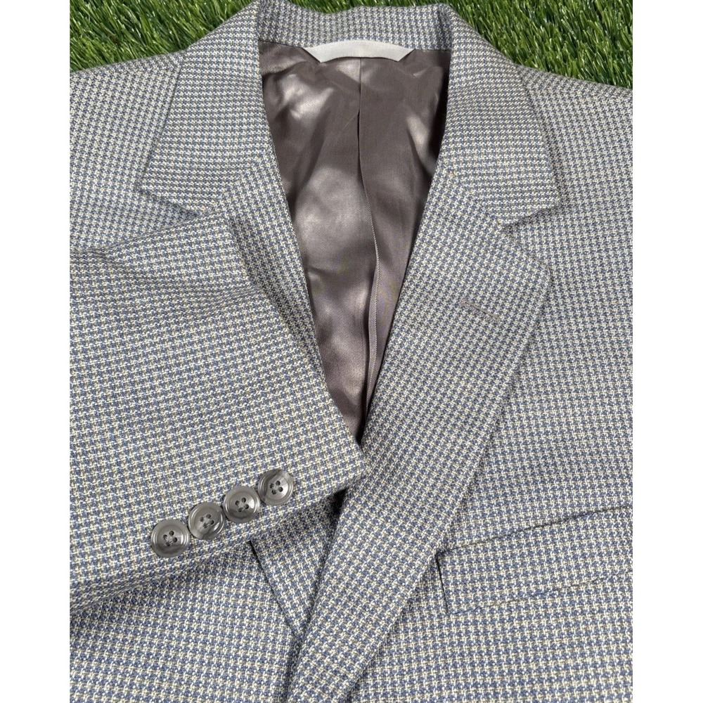 Tallia Men's Blazer Linen Wool Silk Suit Jacket Houndstooth 42R Sports Coat USA